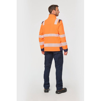 Recycled Safety Softshell jacket with detachable sleeves